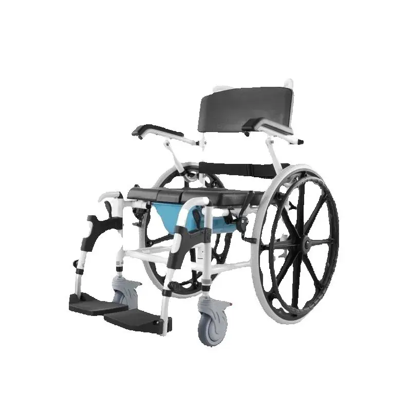 SucceBuy Duschrollstuhl, 17,5 Zoll, Badezimmer-Rollstuhl für Innendusche, verstellbarer rollender Duschstuhl für behinderte Erwachsene