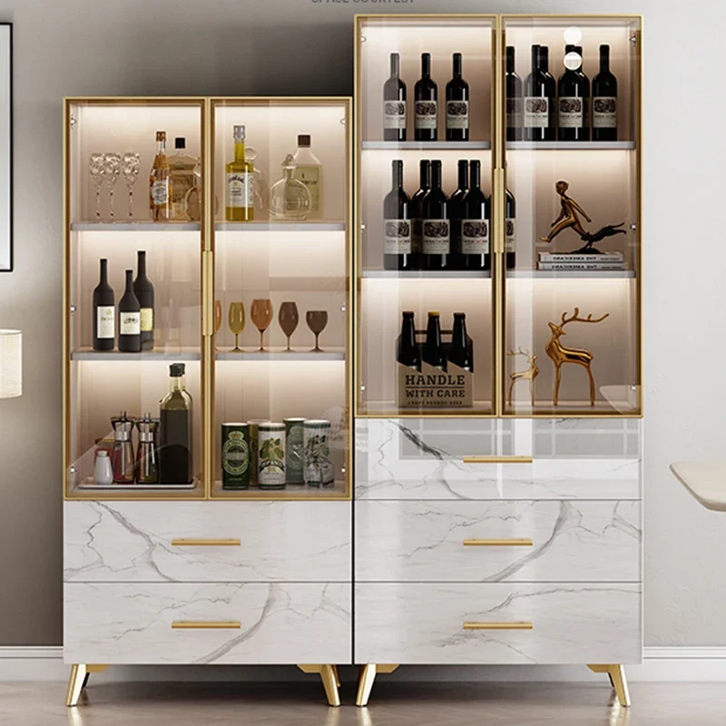 Modern Simple Wine Cabinet Rack Side Cabinet Display Luxury Nordic Restaurant Coffee Glass High Kitchen Vitrina Bar Furniture