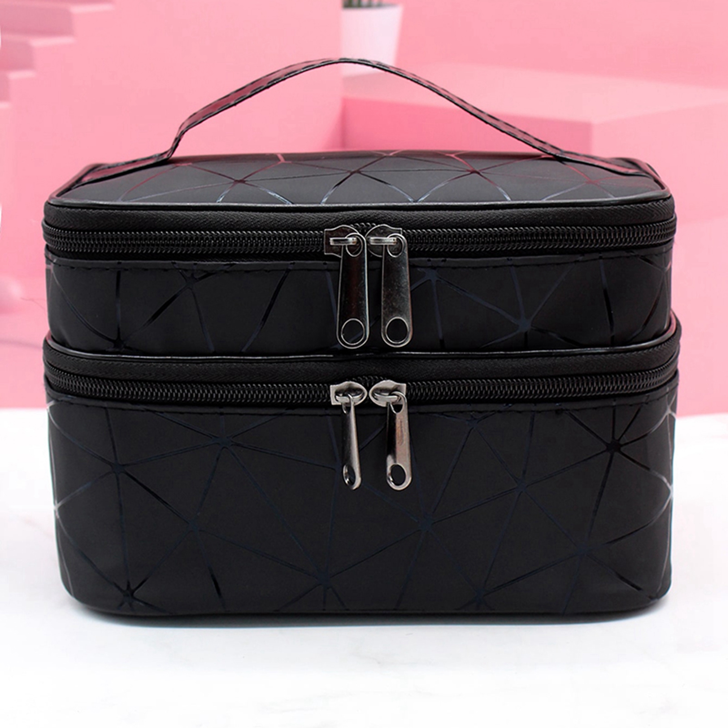 Make-uptas met grote capaciteit Dubbele ritssluiting Dames make-uptas Badetui Reistoiletartikelen Organizer Waterdichte opslag Make-up Cas