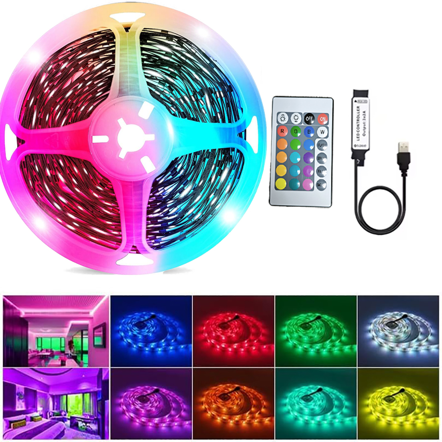 RGBLED-strip, geschikt voor slaapkamer, intelligent kleurveranderend licht met afstandsbediening, instelbare kleur en helderheid, flitser