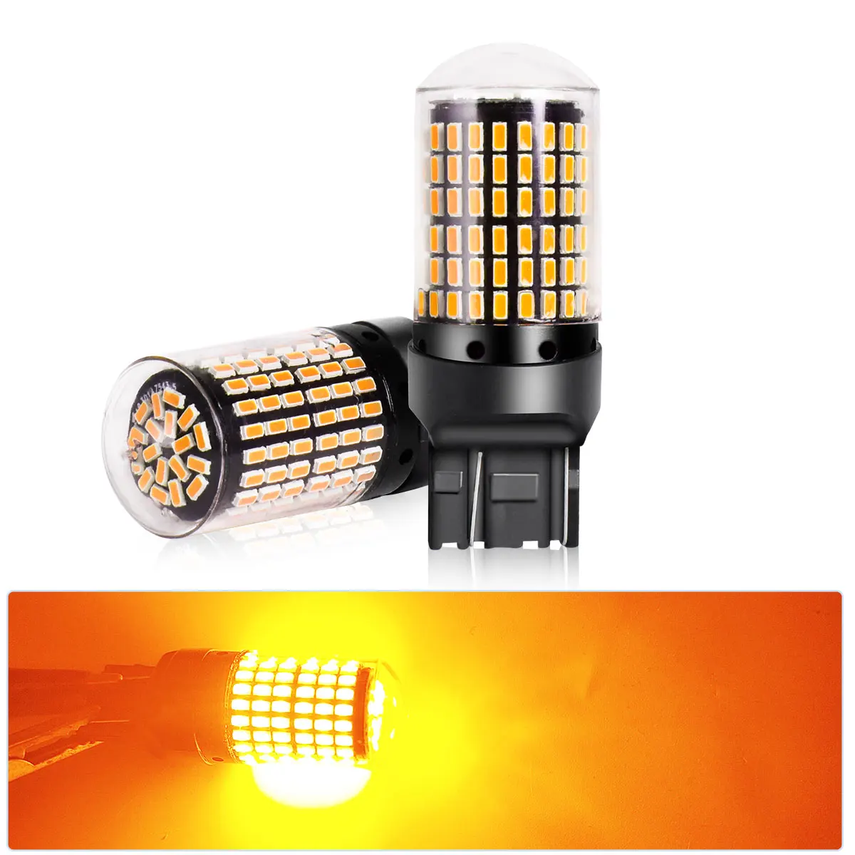 2 uds 1156 BA15S P21W BAU15S PY21W T20 7440 W21W 3157 1157 P21/5W W21/5W bombillas LED 144smd lámpara Led CanBus para luz de señal de giro