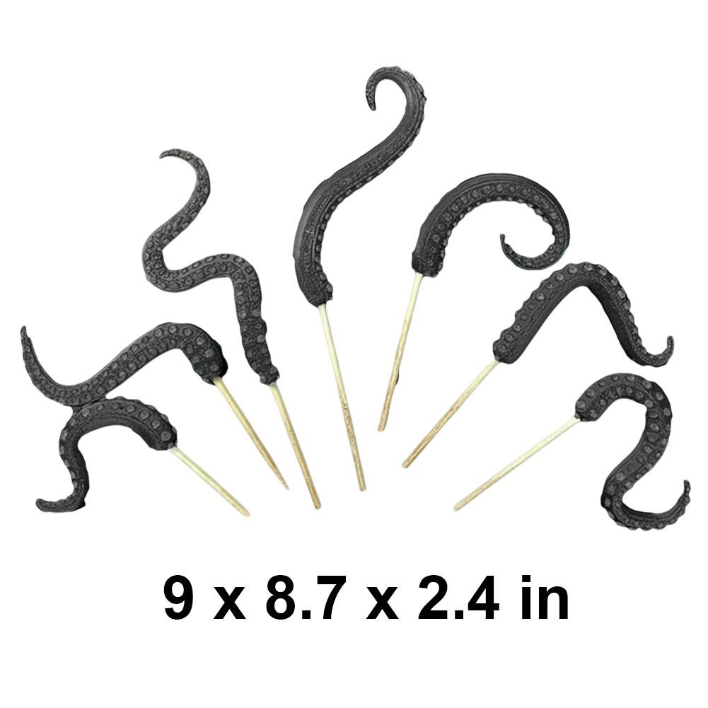 Juego de decoración de resina de tentáculo de mar, poste de planta de pulpo, maceta, 7 piezas