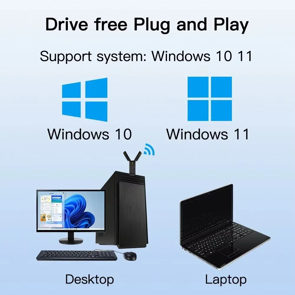 Адаптер Wi-Fi 7 Ethernet, 6500 Мбит/с, USB 10/11 ,WiFi 7 Ethernet Adapter 6500Mbps USB 3.0 Wireless Network Card Triple Band Receiver For PC/Laptop Windows 10/11 Driver Free