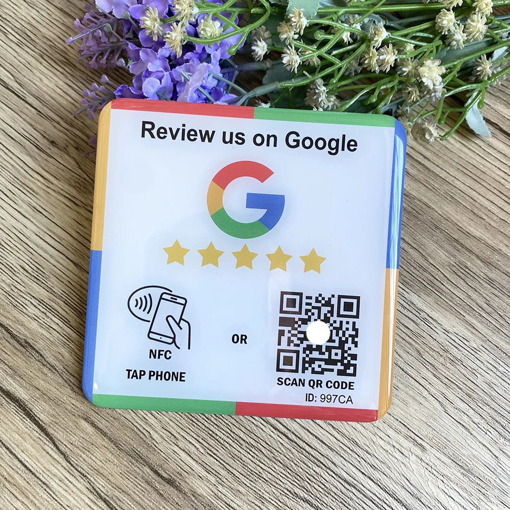 10cm QR Code and NFC Tap  Plate Google Review Plaque Instagram Facebook Tripadvisor Trustpilot Review