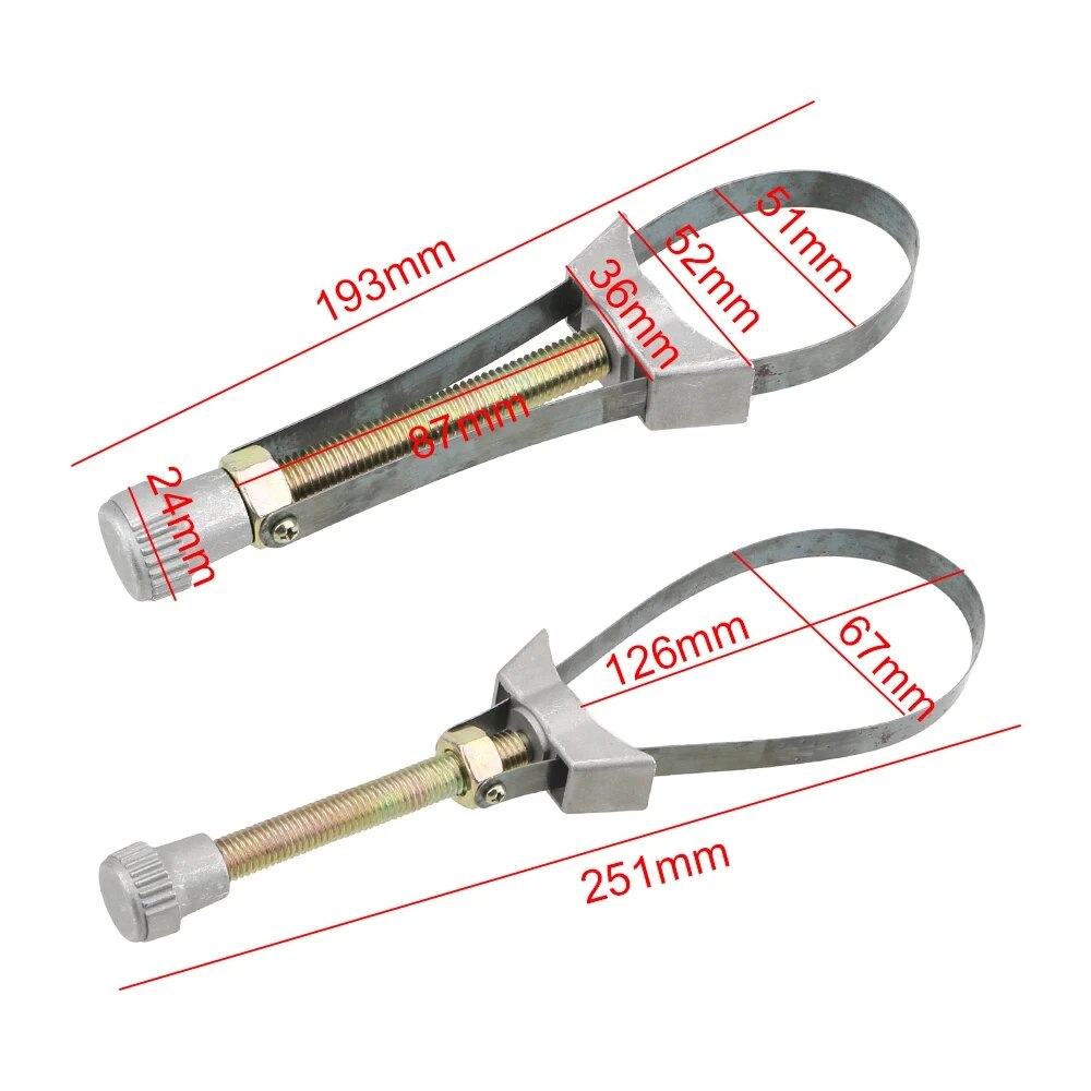 Chave de filtro de óleo, alça de aço ajustável resistente, 60mm-120mm de diâmetro, universal, carro, motocicleta, ferramenta de remoção de filtro de óleo