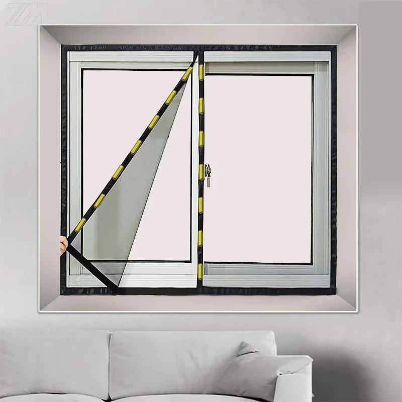 Autoadhesivo invisible imán doméstico pantalla magnética ventana mosquitera malla arena ventana mosquitera cortina de ventana
