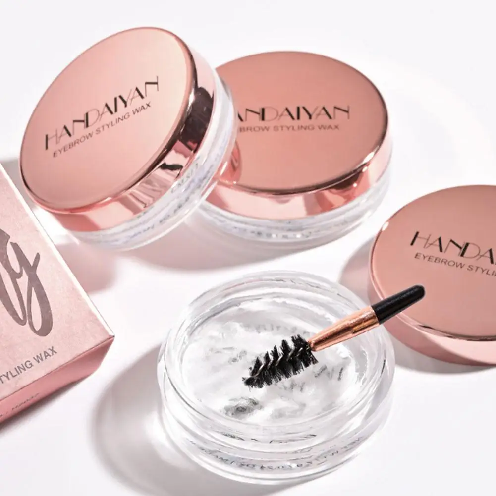Pomada transparente para cejas, Gel fijador de cera con cepillo, cosméticos, maquillaje