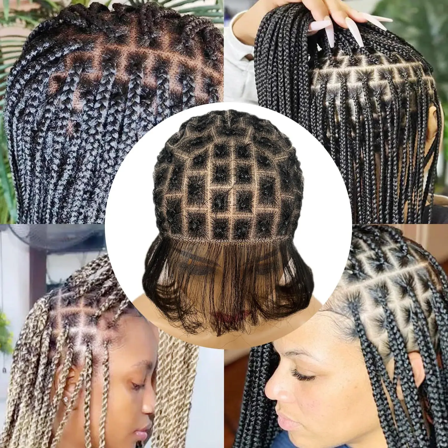 Peruca trançada para tranças de crochê, peruca trançada de renda dupla completa com cabelo de bebê, adequada para fazer perucas de crochê com franja