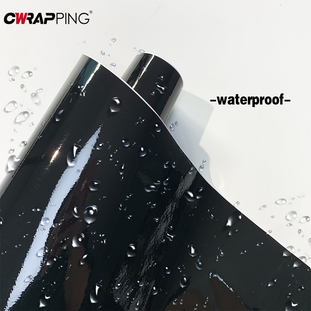 車の光沢のある黒のステッカー防水エアリリース DIY ステッカー車のボンネット粘着ビニール自動車オートバイボディステッカー