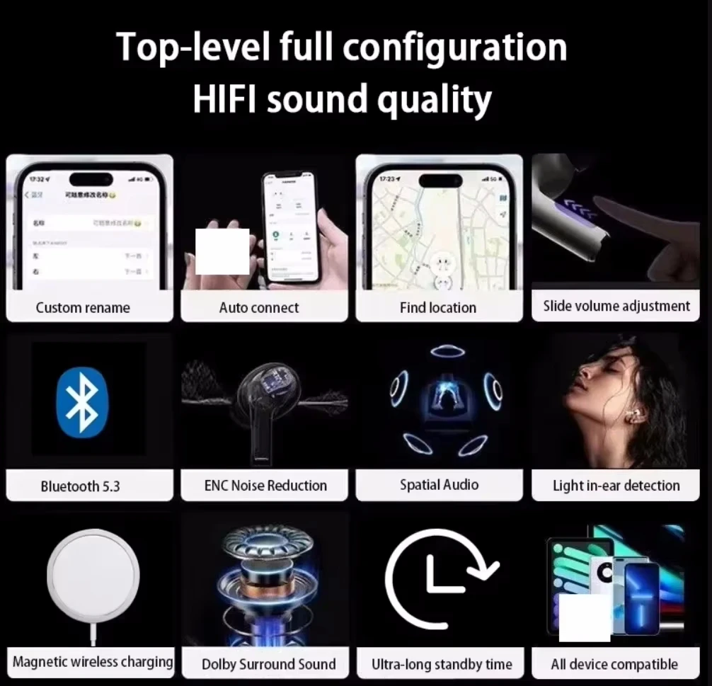 2025 ใหม่ IOS18 ANC Pro 2 หูฟังไร้สายบลูทูธตัดเสียงรบกวนสําหรับเล่นเกมแฮนด์ฟรีชุดหูฟังหูฟัง USB-C ประเภทสาย