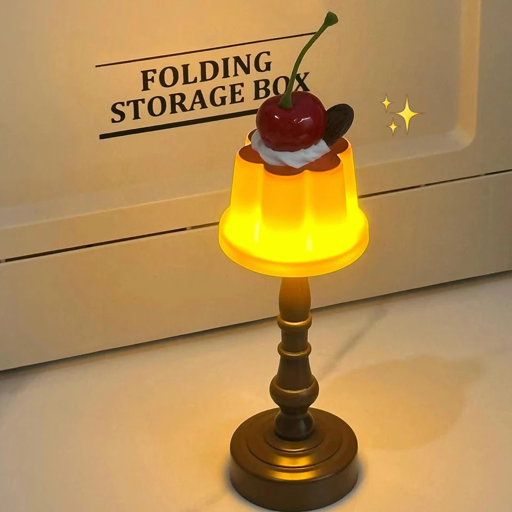 Kawaii Pudding Nachtlicht LED Schreibtischlampe Batteriebetriebene Schreibtisch Nachttisch Schlafzimmer Bar Zimmer Dekor Atmosphäre Schlaflicht Kind Geschenke