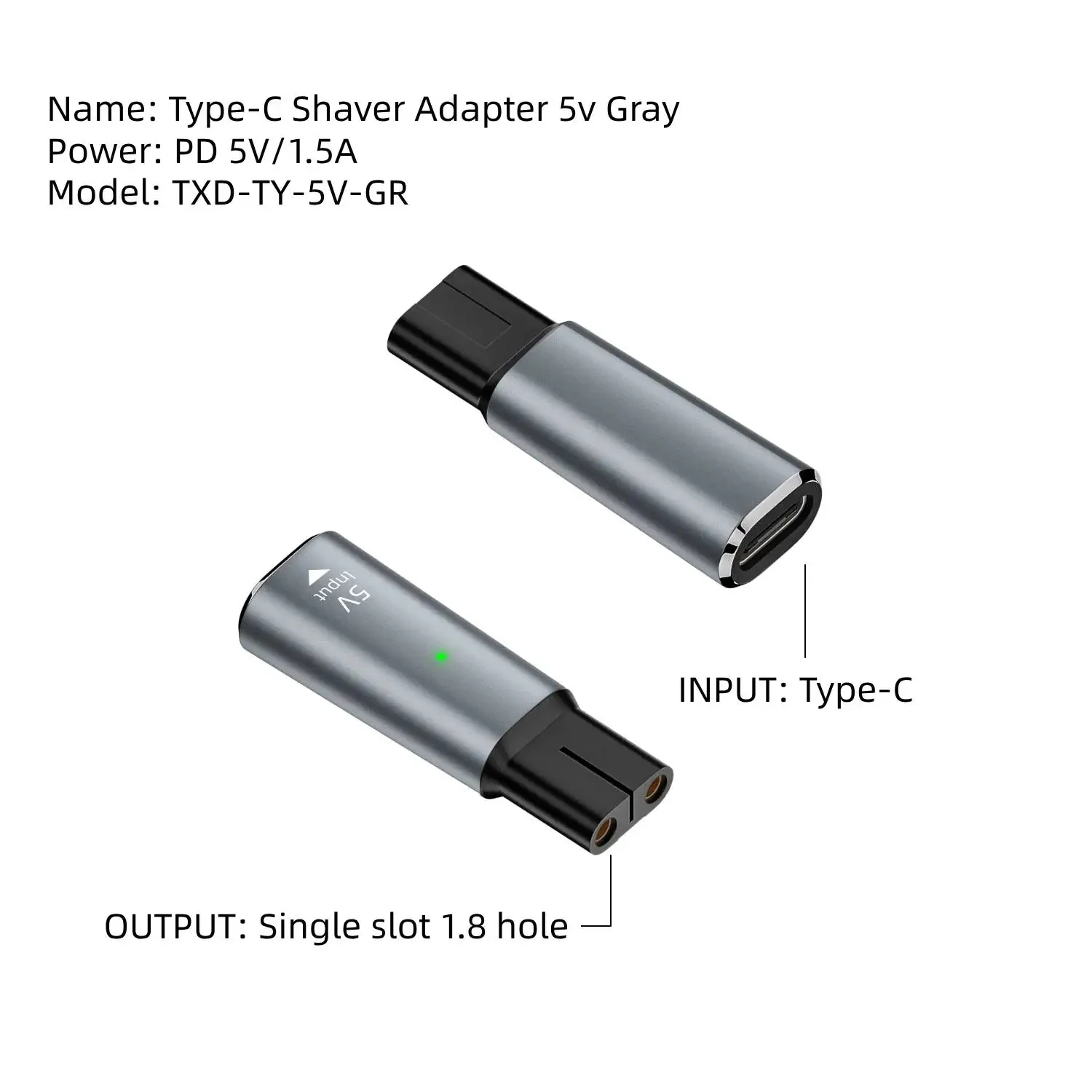 필립스 Norelco One Blade QP2520 QP2515 QP2620용 5V Type-C 면도기 어댑터 충전 변환기(충전 표시기 포함)