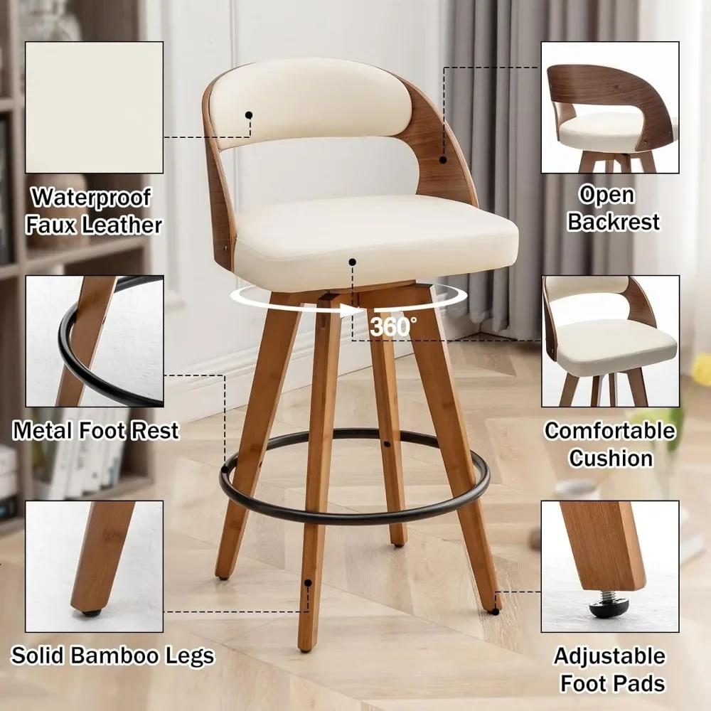 Barstools Set of 2,Counter Height Bar Stools for Kitchen Island,26.8 Inch H Modern Upholstered Bar Chair, Swivel Counter Stools