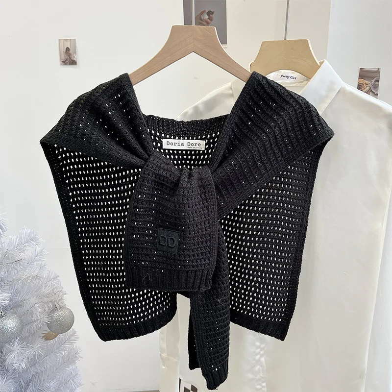 Bufanda de Punto para Mujer, Diseño Calado, C de Verano, Cuello Falso, Accesorio de Moda Versátil para Todas las Temporadas