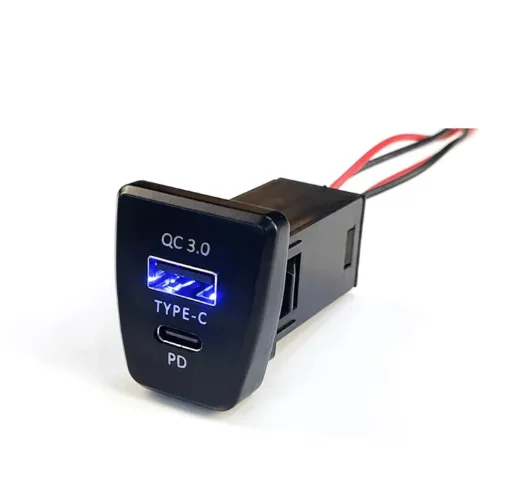 Car Fast Charger QC3.0 USB Type-c Interface Adapter Charging Interface Socket for Toyota Rav4 2020 2021 Auto Accessories