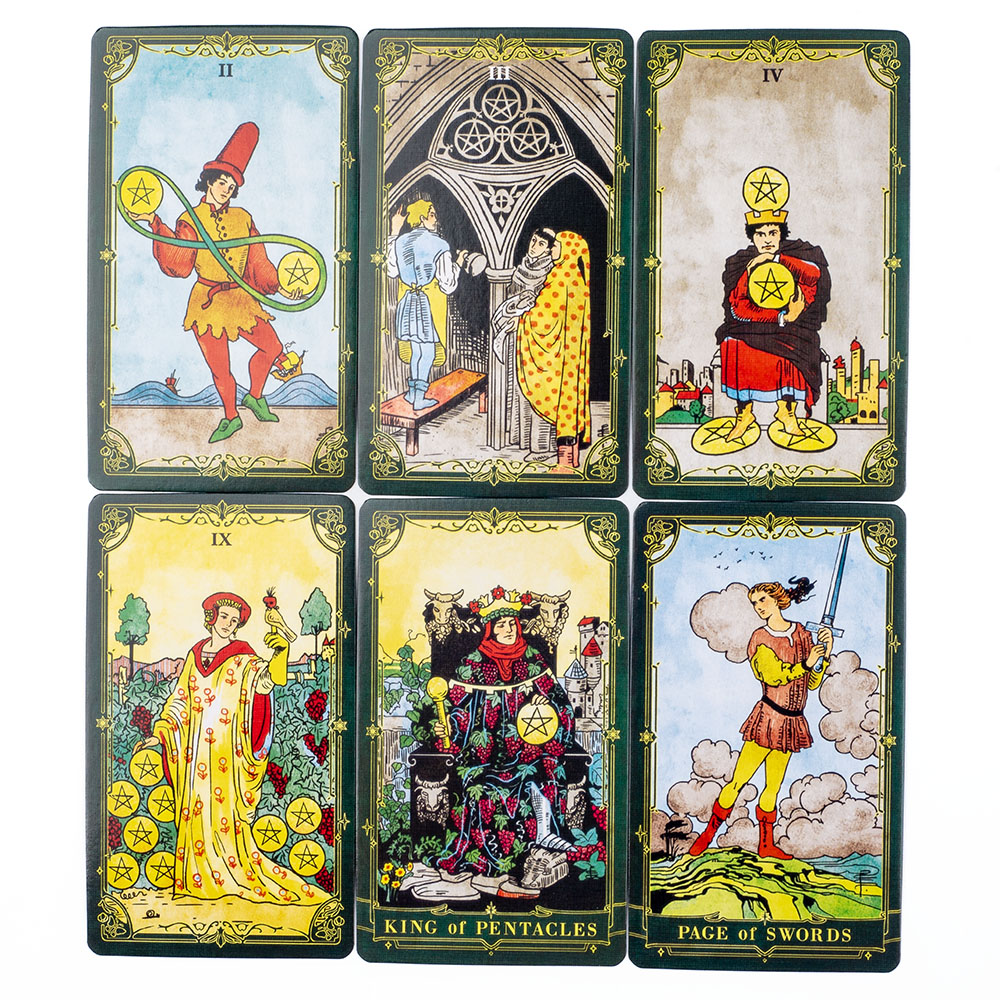 A.E.Classic Tarotkaarten met gids Kleurrand Waarzeggerij Dek voor Fate Waarzeggerij en Party Bordspellen 10,3x6,1cm
