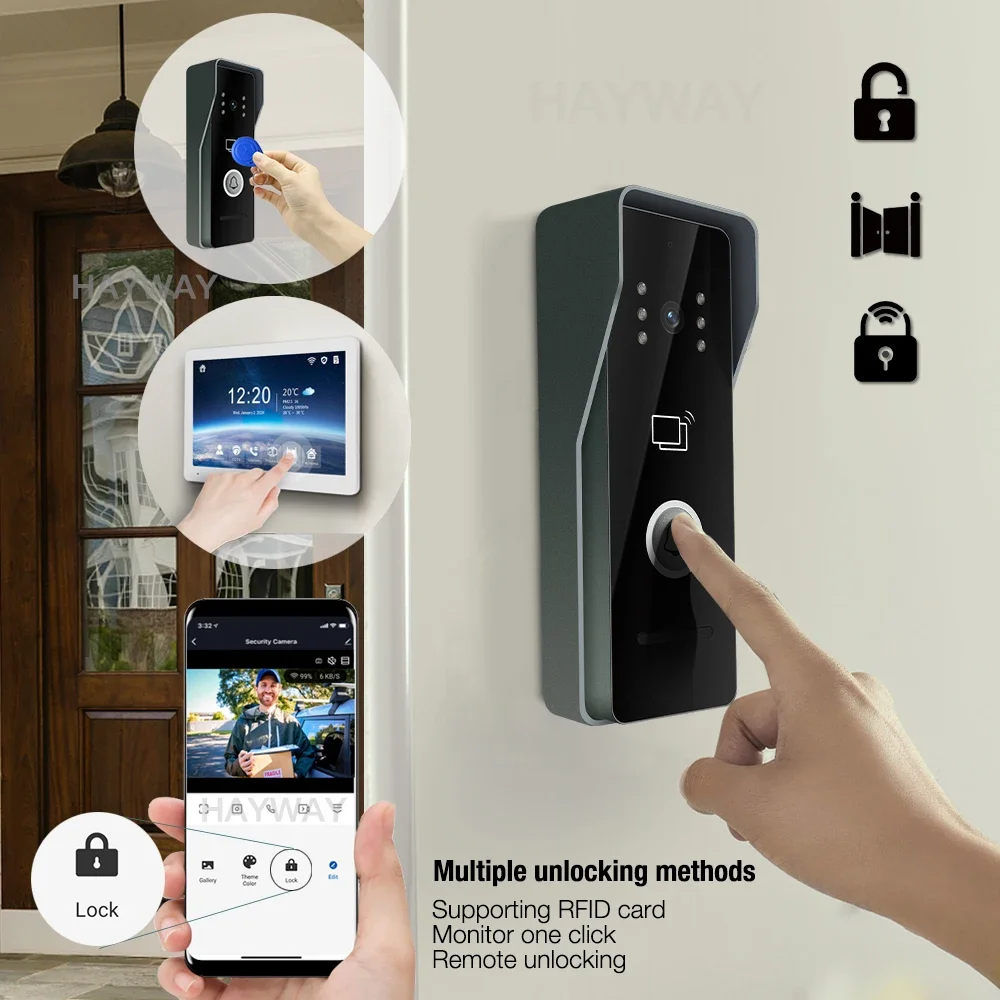 Hayway 10 "Tuya WiFI Smart 1080P Система видеодомофона с мобильным обнаружением IPS Full Touch Monito ID Контроль доступа Разблокировка