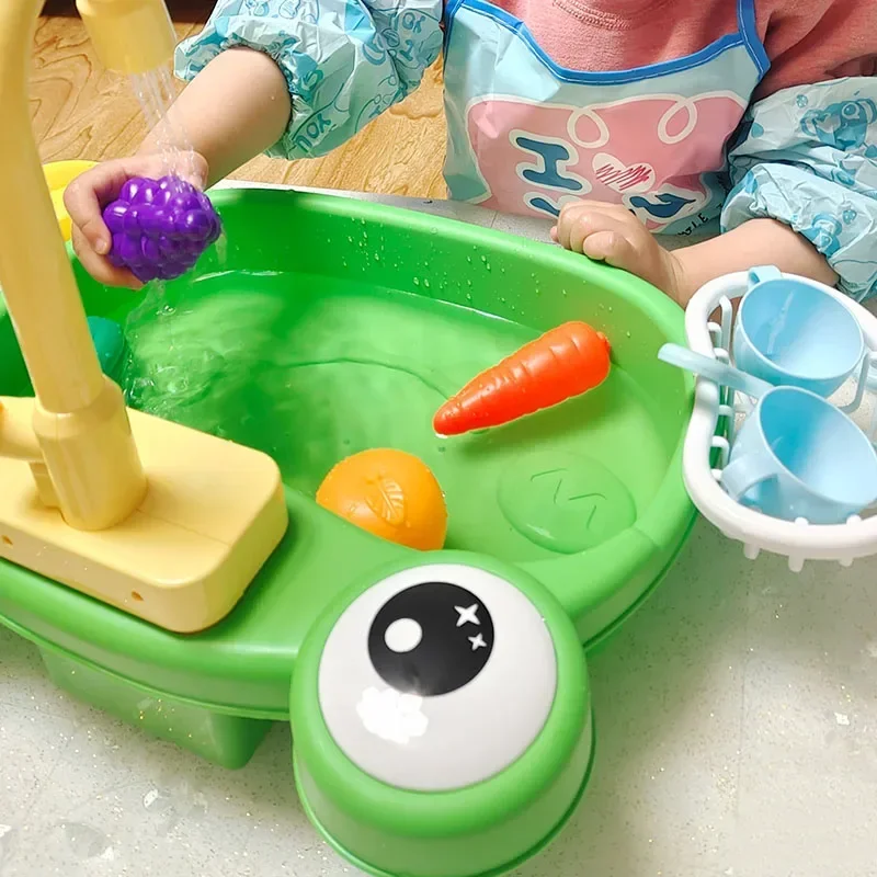 Juguetes de fregadero de cocina para niños, lavavajillas eléctrico, juguete con agua corriente, juego de simulación de comida, juguete de pesca, juego de rol, regalo para niñas