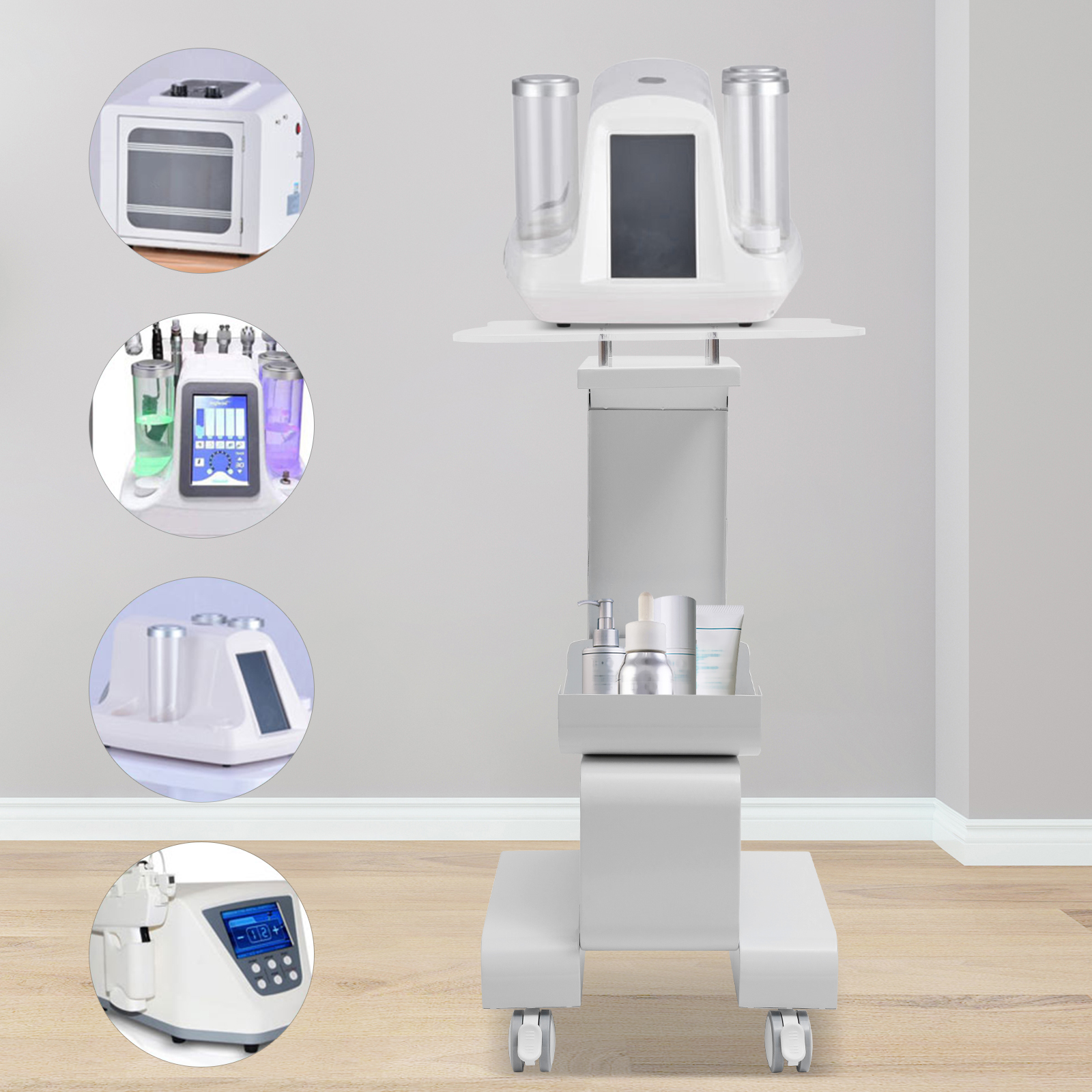 Chariot roulant à 2 niveaux pour Salon de coiffure, SPA, chariot en acrylique, support de rangement pour Machine de beauté