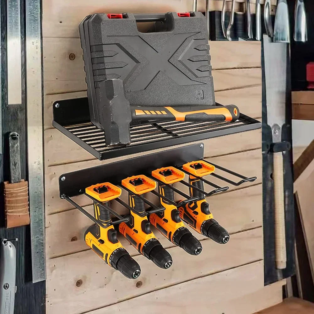 Support mural pour outils électriques, panneau perforé robuste, ensemble d'outils de rangement mural, perceuse, tournevis, support de rangement pour atelier/Garage