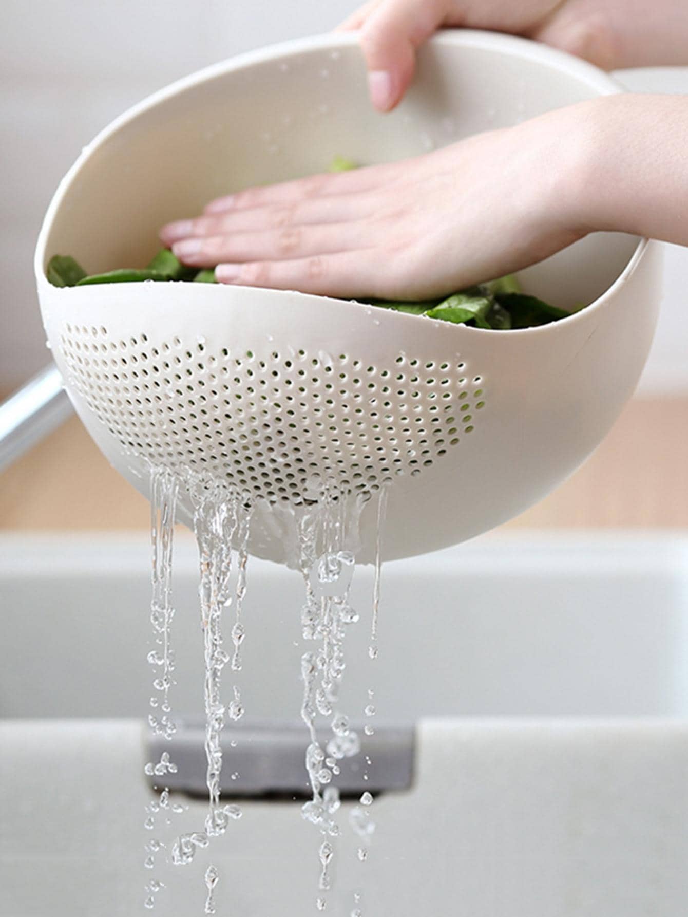 1/3 stks-Zeef Rijstkom Afvoermand Fruitschaal Wassen Afvoermand met Handvat Wasmand Thuis keuken Organizer