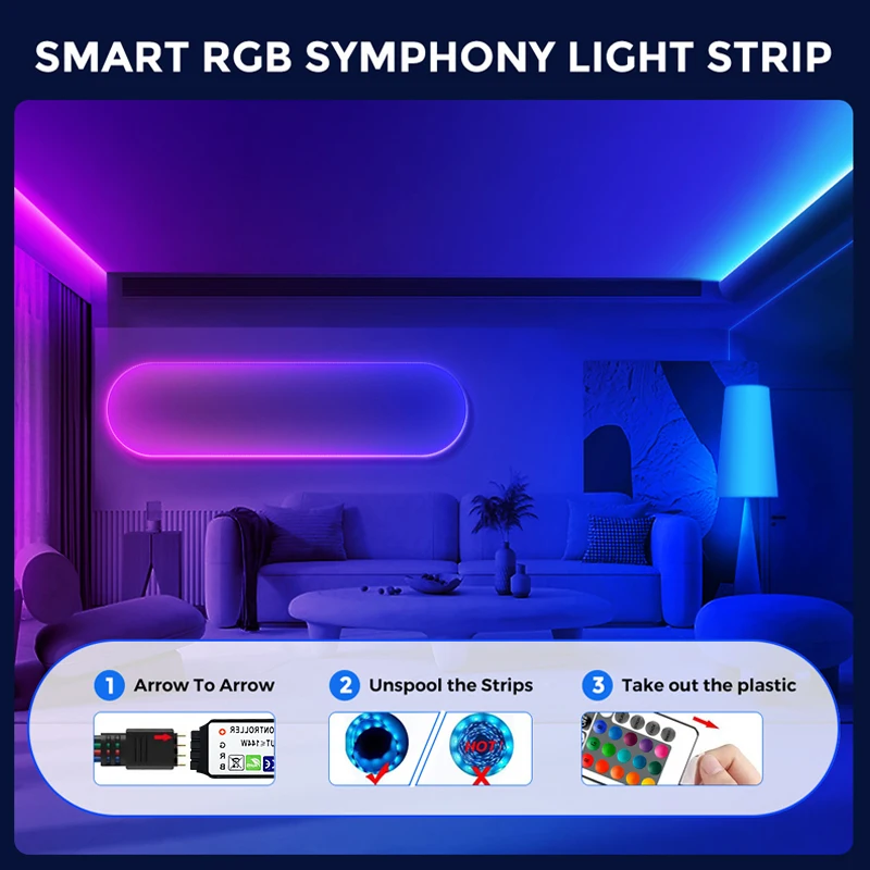 5M-30M 5V TV backlight Led strip light RGB with 44-key remote control and app music sync, color change is suitable for parties