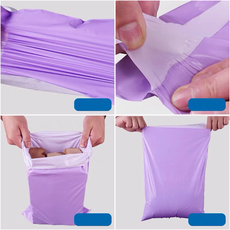 50/Chiếc Tím Chuyển Phát Nhanh Thư Đóng Gói Poly Bưu Phẩm Gói Nhựa Tự Dán Túi Đưa Thư Bao Chống Nước Vận Chuyển Túi