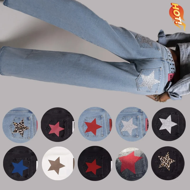 Y2K Blau Vintage Fünfzackigen Stern Hohe Taille Jeans EIN DILEMMA Mode Baggy Jeans Frauen Kleidung Lässige Gerade Denim Hosen