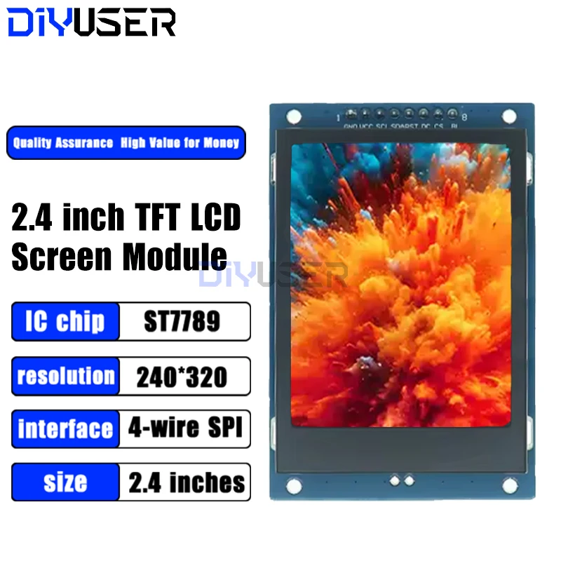 DIYUSER 2.4" TFT LCD 스크린 모듈 Arduino Raspberry Pi DIY 프로젝트용 240x320 ST7789 SPI 컬러 디스플레이