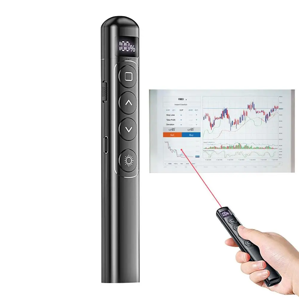 Flip-pen Presentation Clicker RF 2.4GHz PowerPoint Clicker ปากกาชี้เลเซอร์ Hyperlink ควบคุมไร้สาย IR Red Light Presenter