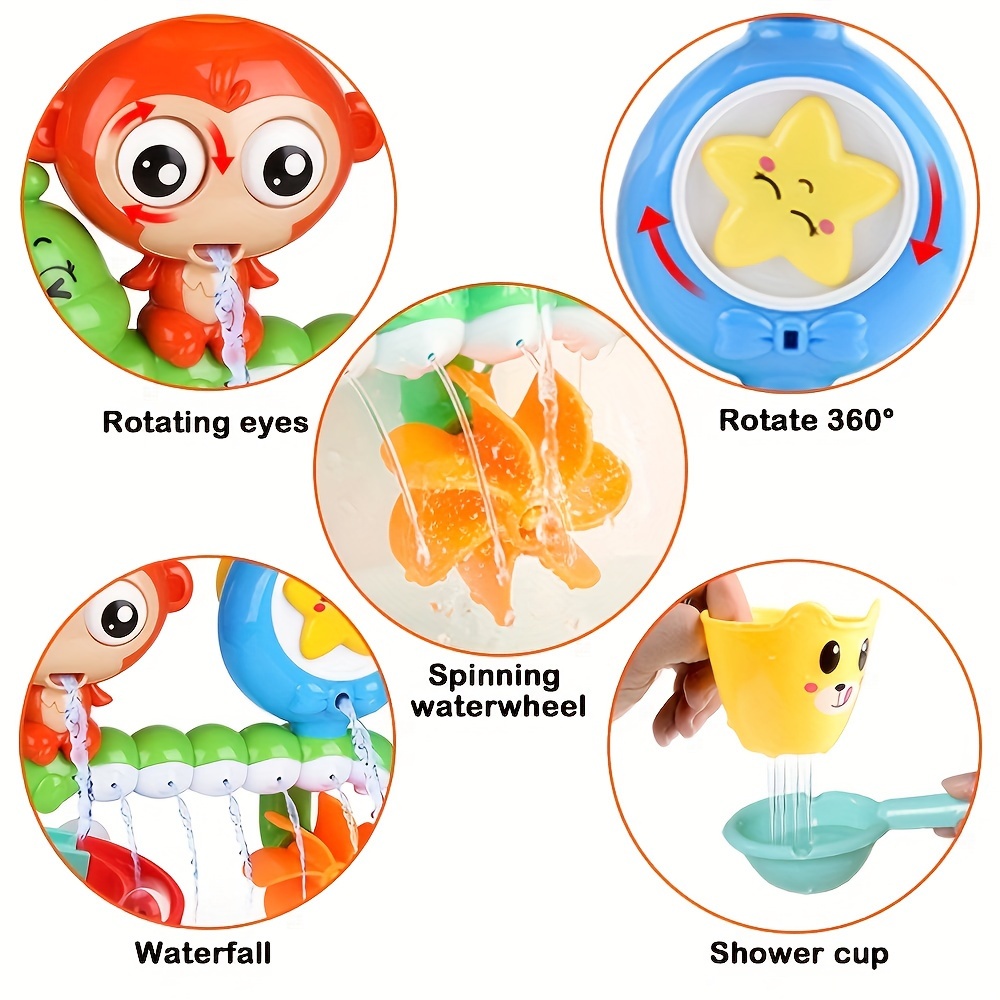 Durable and Interactive Monkey Caterpillar Bath Toys for Boys and Newborns - Multi-Color and Summer Fun Bathtubs gift，indoor