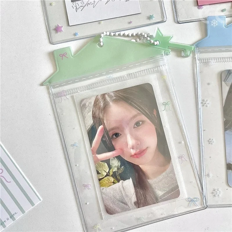 Soporte para tarjetas fotográficas en forma de casa estilo INS Kawaii para fotos de 3 pulgadas, soporte para sesión fotográfica de ídolo k-pop, funda protectora para tarjetas de identificación