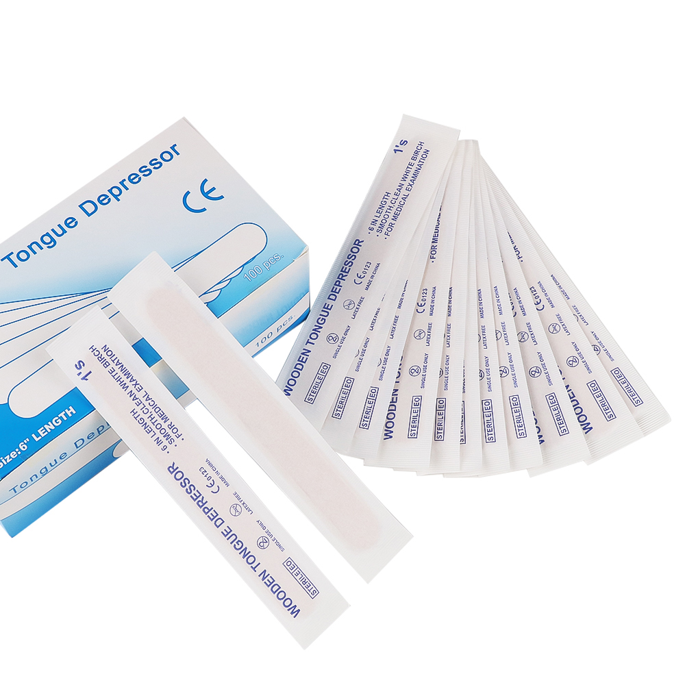 タトゥー用使い捨て木製舌圧子、ワックスがけスティック、個別パック除去、舌美容ツール、10/30/50/100/200個