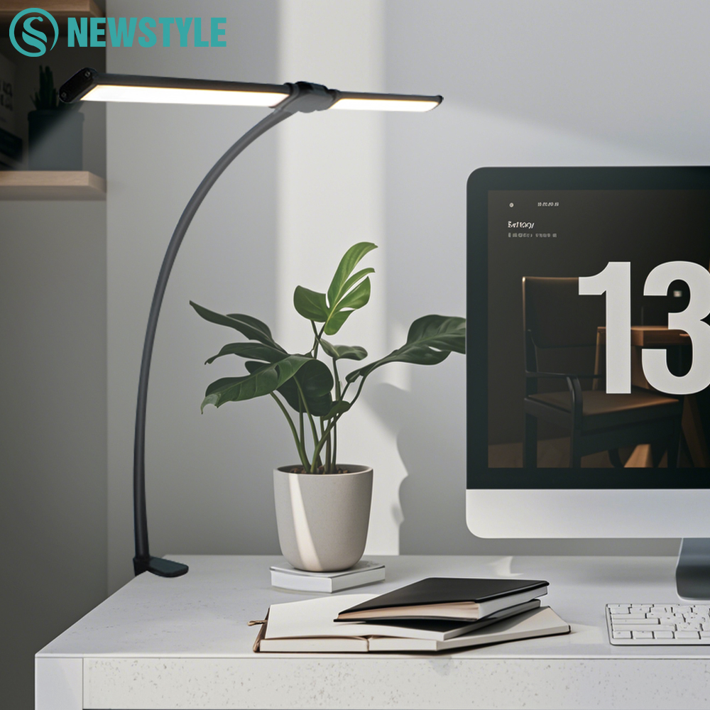 Augenschutz, dimmbare LED-Schreibtischlampe mit Klemmschwenkarm, 3 Farbmodi, 10 stufenlos dimmbare LED-Tischleuchten, flexibler Schwanenhals