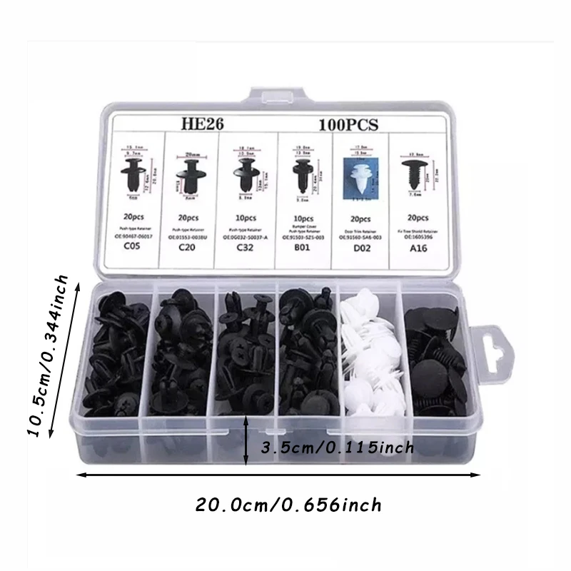 100 pz Auto Fastener Clip Kit parafango rivetto Clip carrozzeria Push fermo Pin rivetto paraurti porta Trim pannello fermo Clip Auto