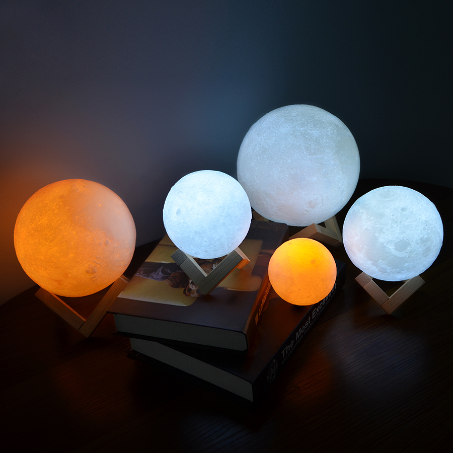 Dropship 3d impresso estrela lua luzes colorido recarregável toque noite lâmpadas decoração para casa presente criativo usb led night light