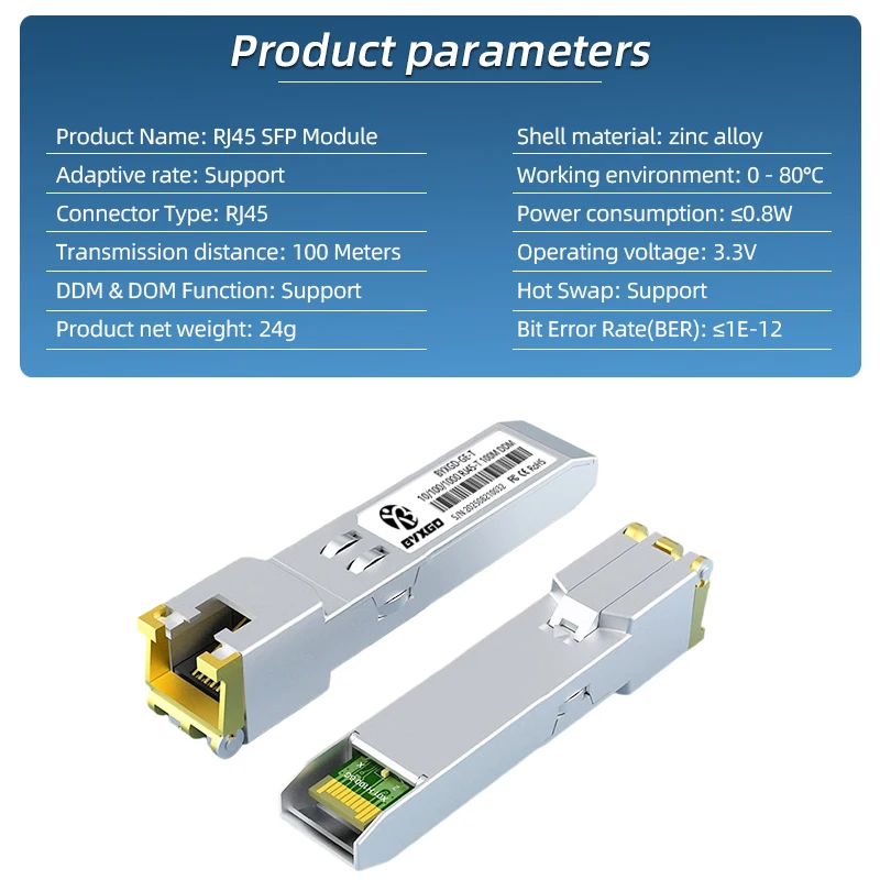 Módulo SFP RJ45 BASE-T adaptable de 10/100/1000M para interruptor/enrutador Arista/Dell/Cisco SFP a módulo Ethernet RJ45 transceptor de cobre