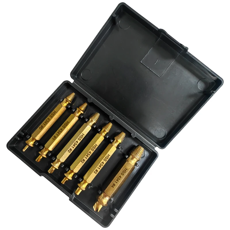 6pc extrator cabeça dupla parafuso slide ferramenta de remoção de dente chave de fenda cabeça adtch ferramenta elétrica conjunto acessório