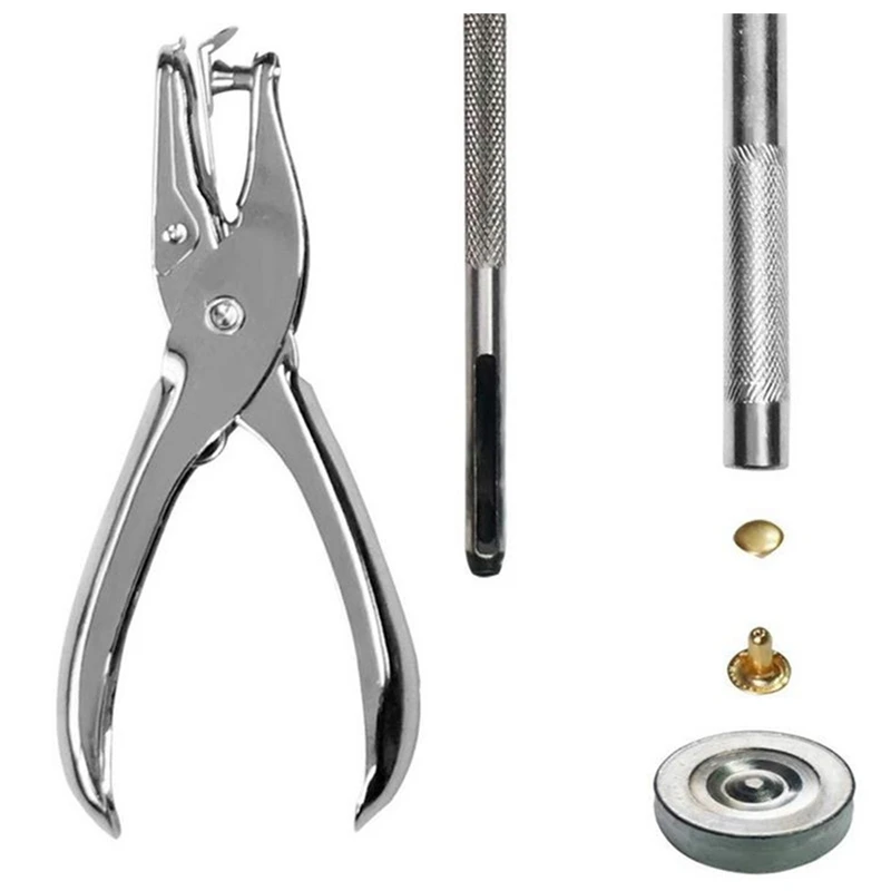 Double Cap Rivet Set com Alicate de Perfuração, Couro Studs, Couro Artesanato, Reparos Decoração, 3 Tamanhos, 4 Cores, 360 Conjuntos