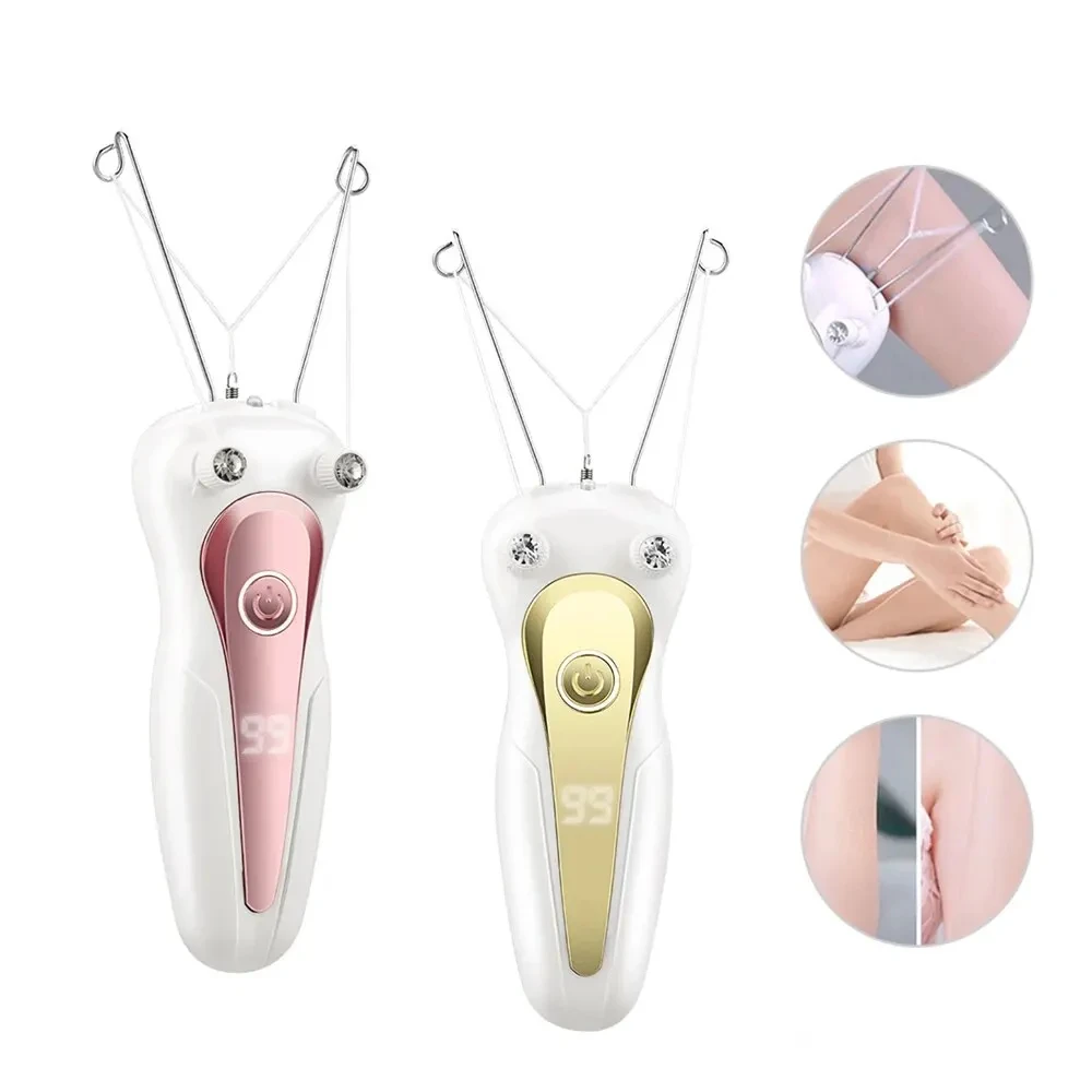 Removedor de pêlos do corpo elétrico fio de algodão feminino perna braço barbeador navalha senhora beleza pescoço recarregável depilador de cabelo