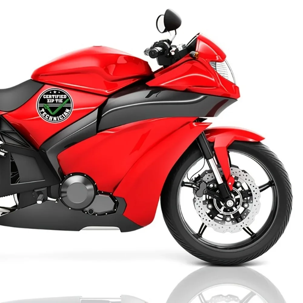 1pc ジップタイ認定オートバイステッカーおかしい技術者メカニック電気技師建設防水デカールレーシングヘルメット用
