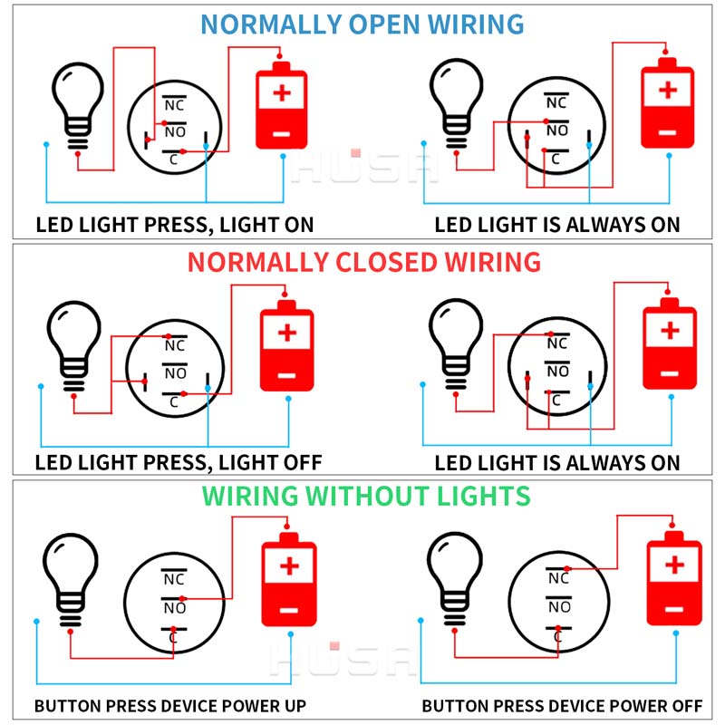 16 19 22mm With Wire Waterproof Metal Push Button Switch LED Ring/Power Light Momentary Latching 5/12/24/220V silver1NO1NC