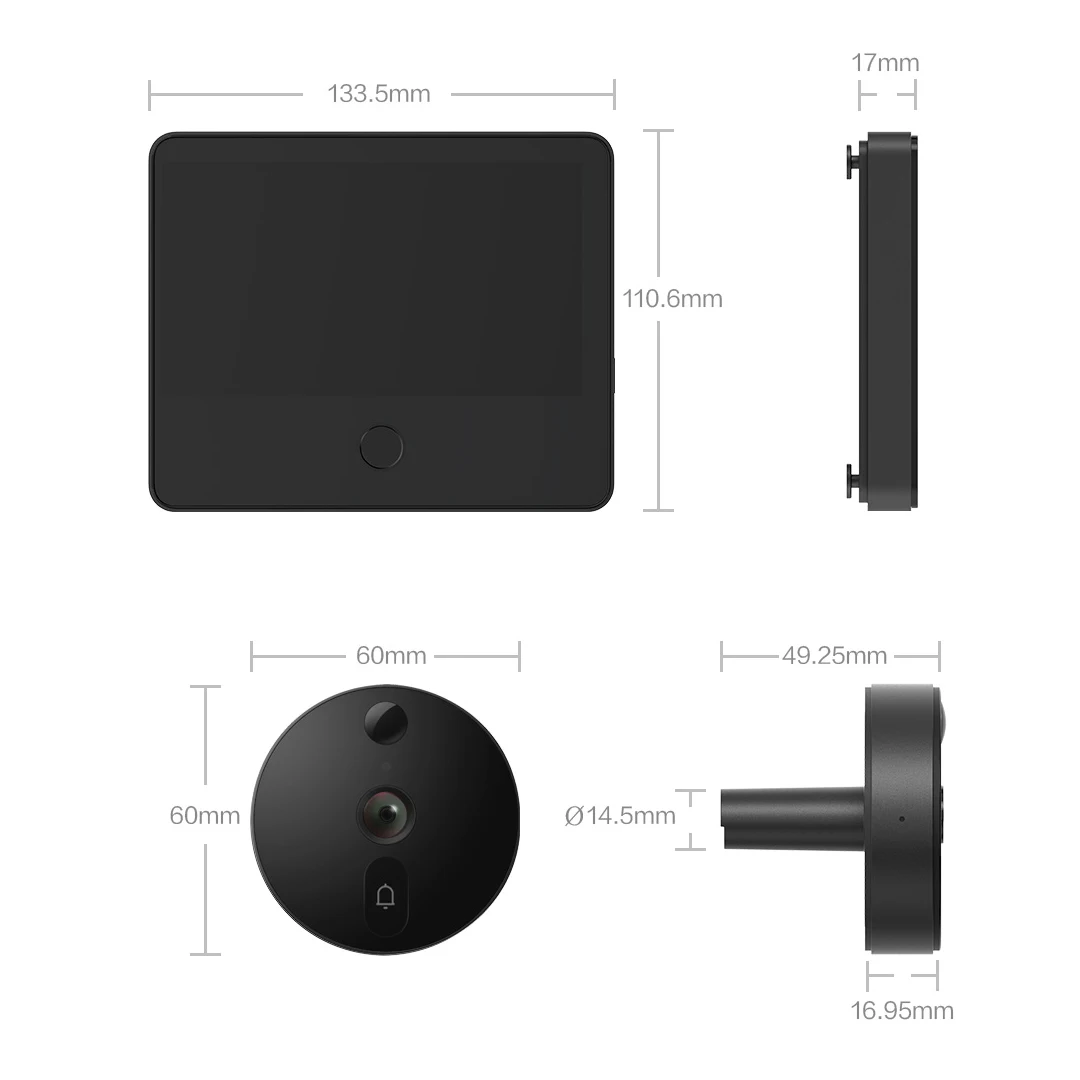Xiaomi Mijia Smart Video Chuông Cửa Mắt Mèo Cửa Gương Camera 5 "IPS Màn Hình Hồng Ngoại Quan Sát Ban Đêm AI Nhận Dạng Khuôn Mặt chống Trộm