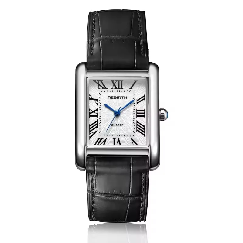 Renascimento 002 moda retangular relógio feminino de couro elegante e encantador marca feminina luxo relógios quartzo relojes de mujer