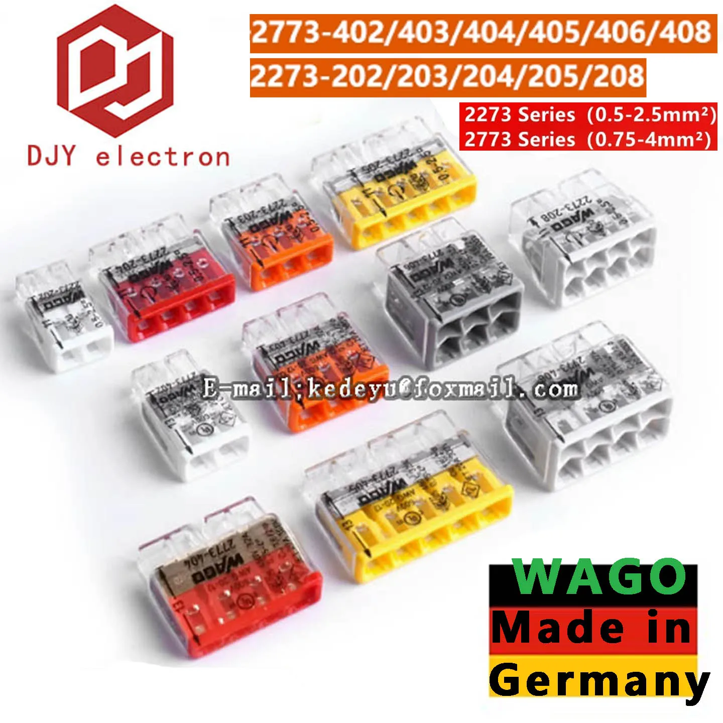 10 Uds terminal de cableado Wago Original 2273-202 203 204 205 208 2773-402 403 404 405 406 408 conector de cableado de división de línea rápida