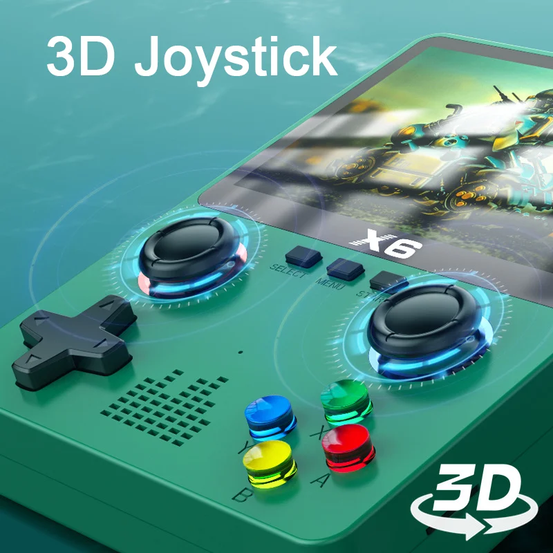 2024 New X6 3.5Inch IPS Screen Handheld Game Player Dual Joystick 11 Simulators GBA Video Game Console for Kids Gifts