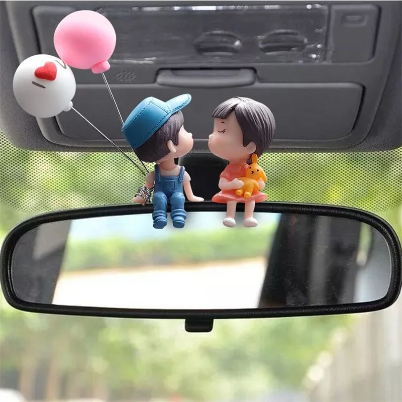 Accesorios de decoración de coche para parejas de dibujos animados, figuritas románticas, adorno de globo, accesorios para salpicadero Interior de coche, regalos