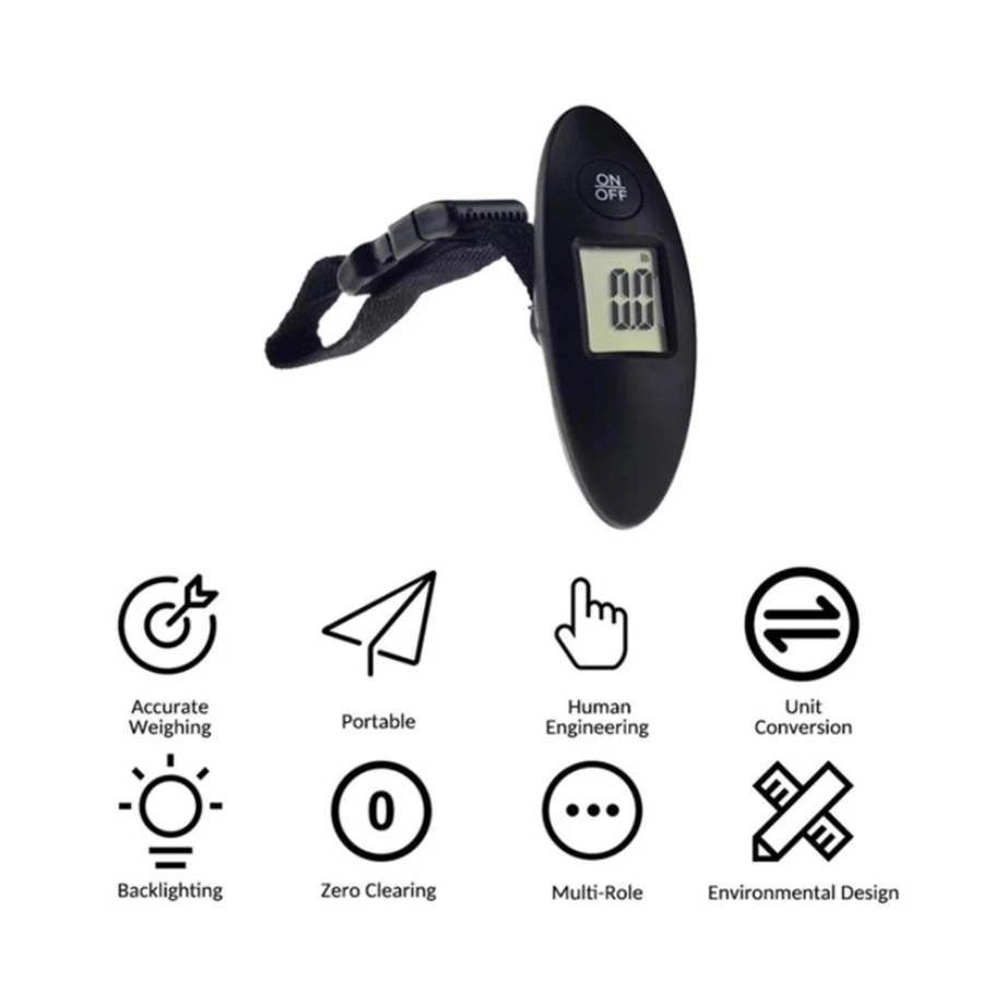 Báscula de equipaje portátil de 40kg/100g, báscula colgante Digital de viaje de alta precisión con cinturón de correas, equipaje electrónico Digital LCD