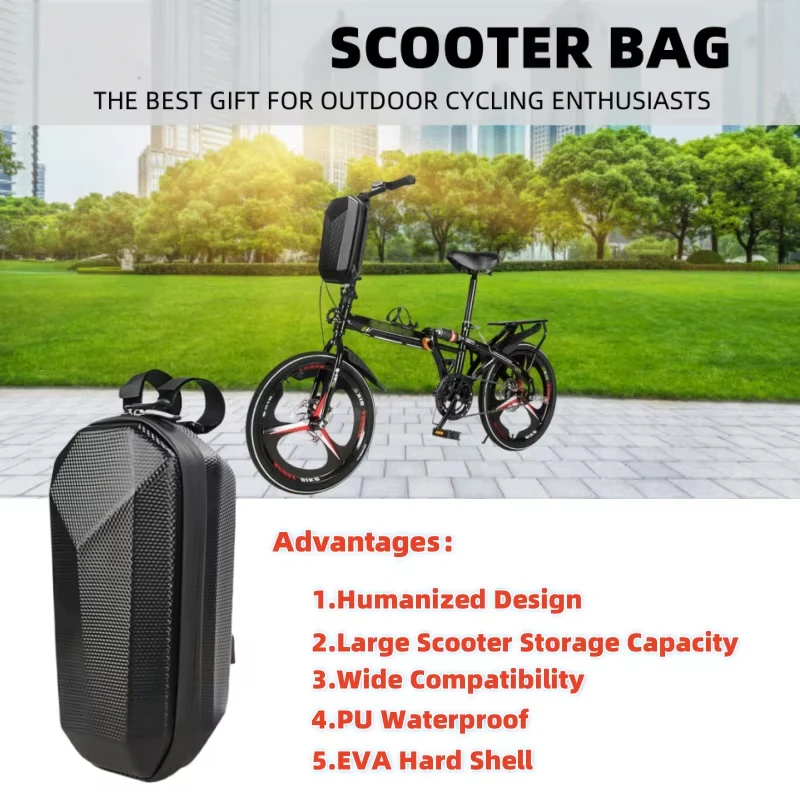 Bolsa de armazenamento para scooter elétrica, bolsa para guidão de bicicleta elétrica, bolsa de armazenamento com grande capacidade, à prova d'água, bolsa para guidão frontal