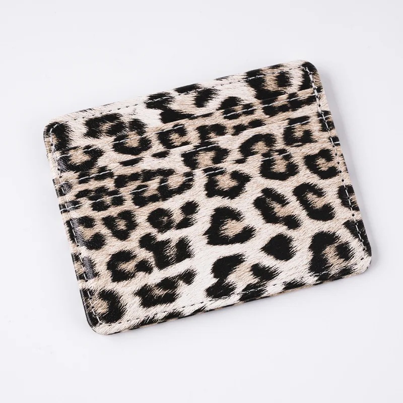 Unisex Fashion Leopard Print Card Wallet Bags PU Leather Business Id Credit Card Holder Case Bank Bus Card Cover Purse
